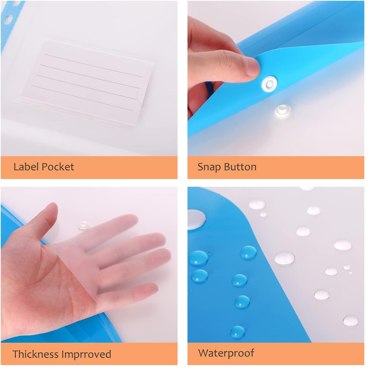 12 Pcs Binder Pouch 11-Hole Vertical File Bag Waterproof PP