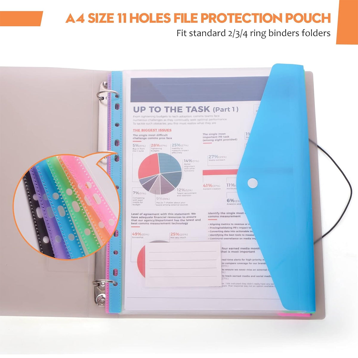 12 Pcs Binder Pouch 11-Hole Vertical File Bag Waterproof PP