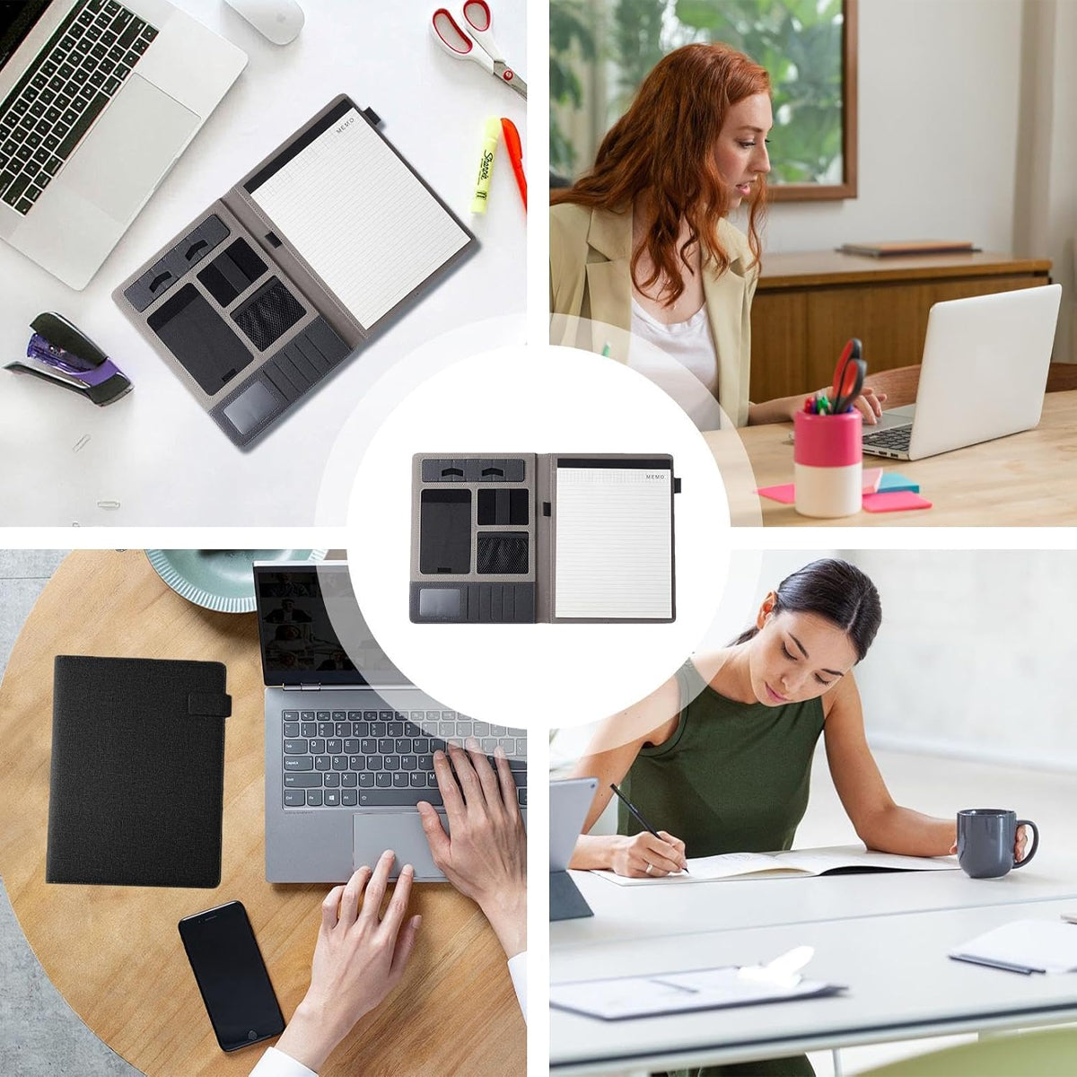 A4 Business File Folder PU Leather with Device Holder