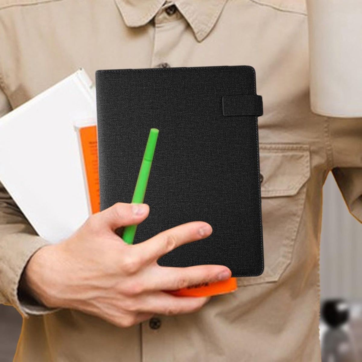 A4 Business File Folder PU Leather with Device Holder