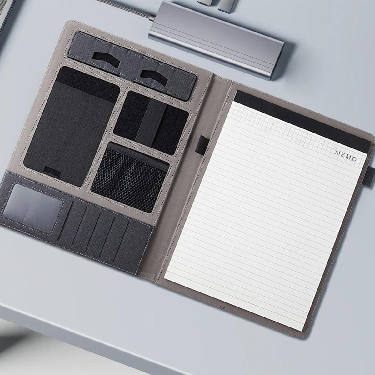 A4 Business File Folder PU Leather with Device Holder