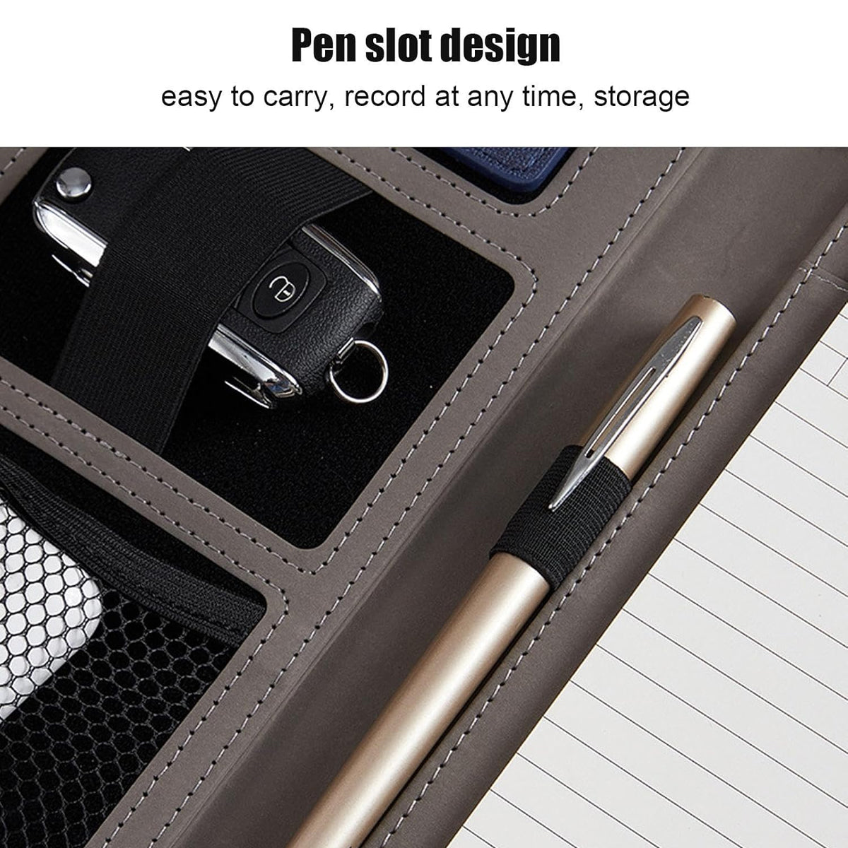 A4 Business File Folder PU Leather with Device Holder