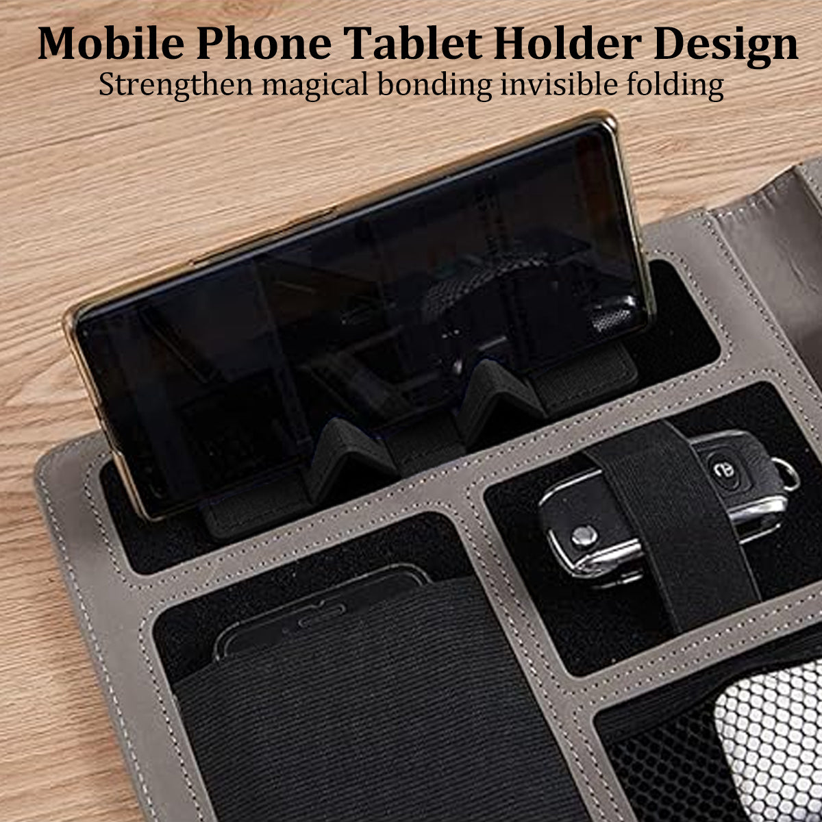 A4 Business File Folder PU Leather with Device Holder