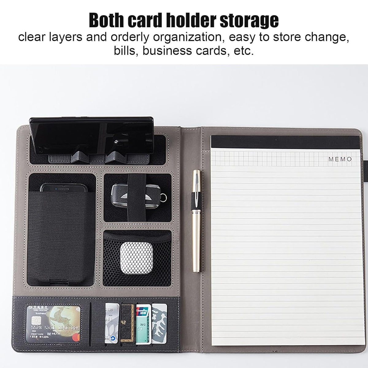 A4 Business File Folder PU Leather with Device Holder