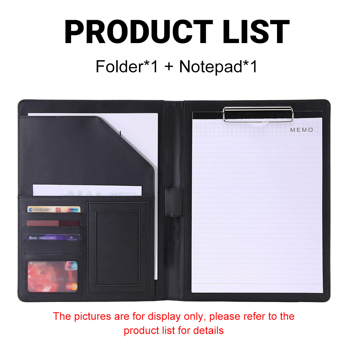 A4 Business File Folder PU Leather with Notebook Clipboard