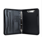 A4 PU Leather Loose-Leaf Manager Folder with 4-Ring Clamp Black