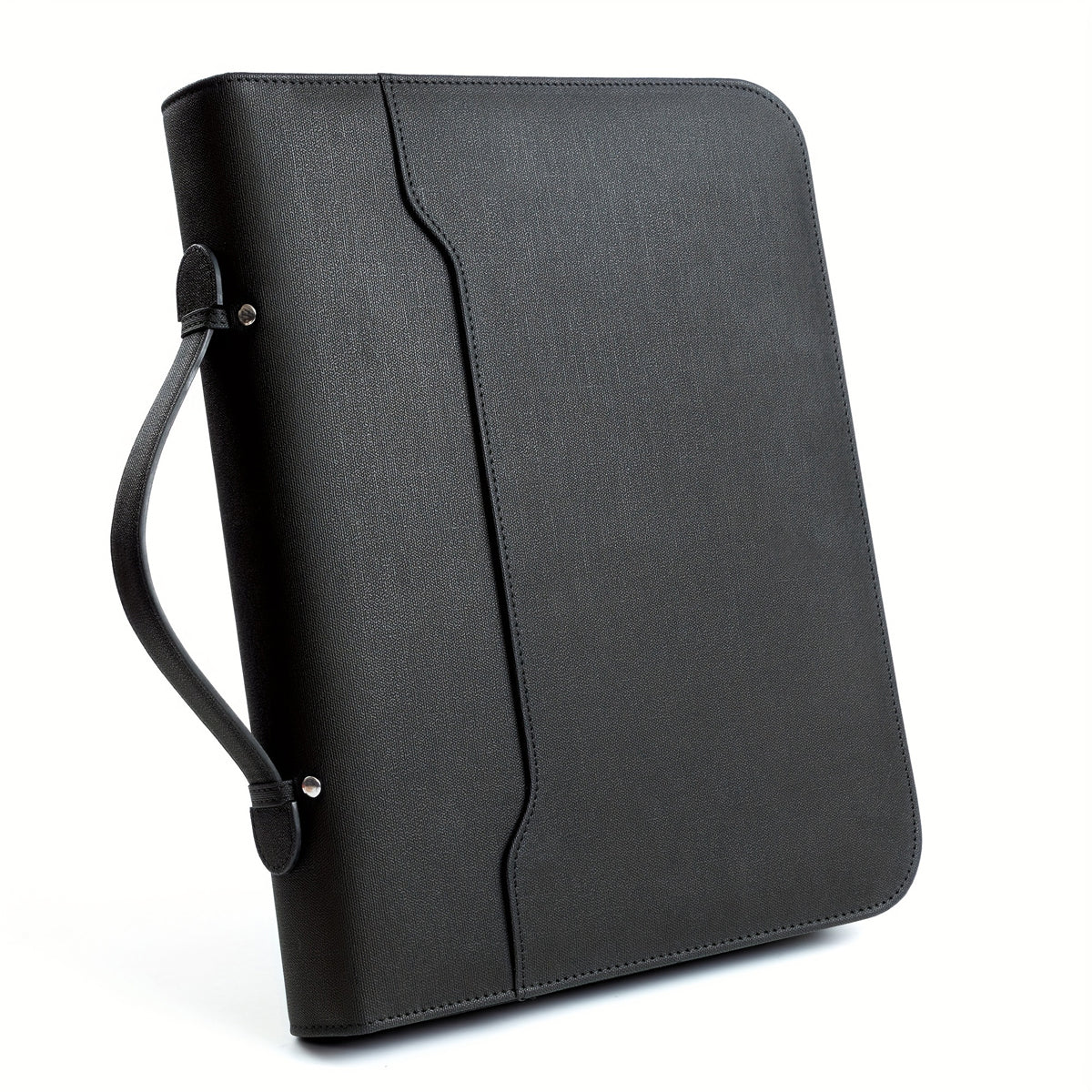 A4 PU Leather Loose-Leaf Manager Folder with 4-Ring Clamp Black