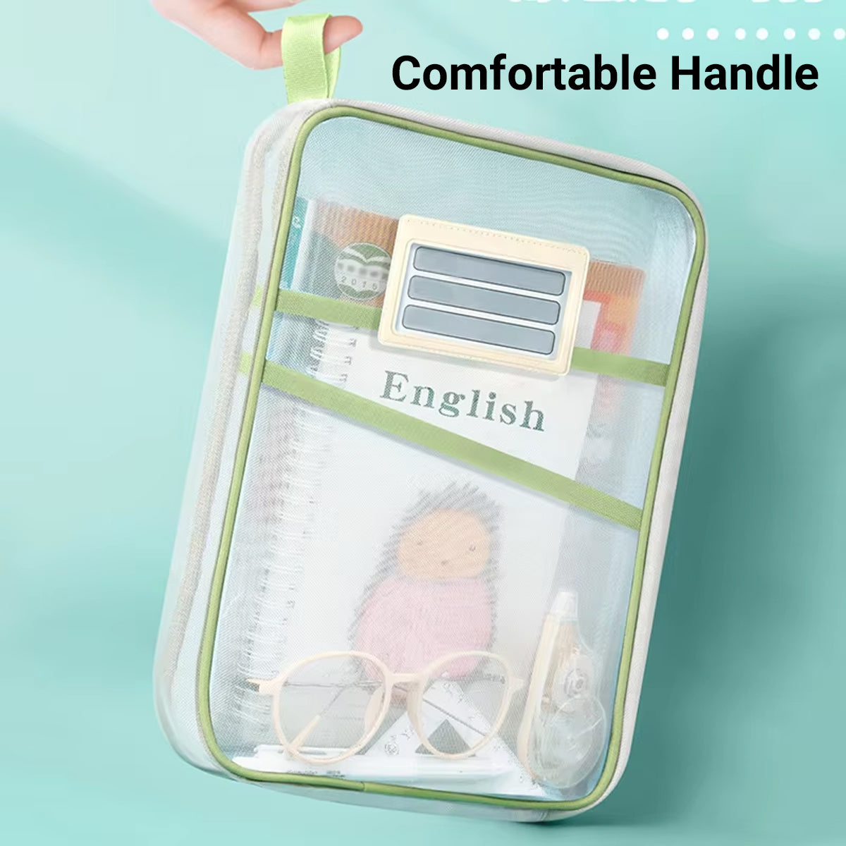 4 Pcs A4 Clear Zipper File Storage Bags Large Capacity