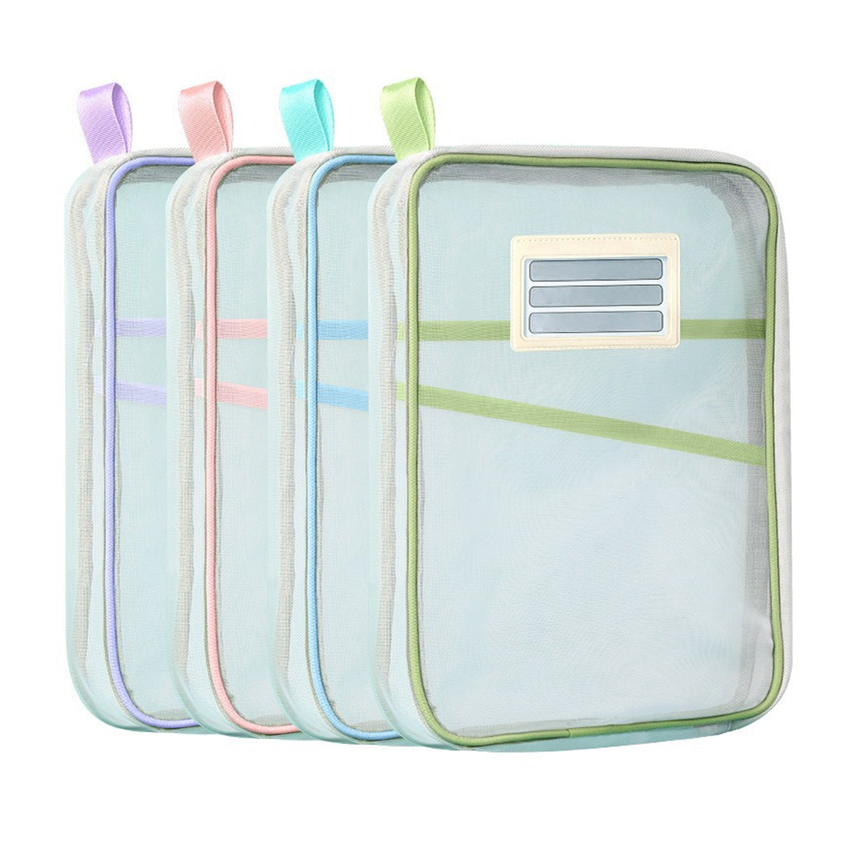 4 Pcs A4 Clear Zipper File Storage Bags Large Capacity