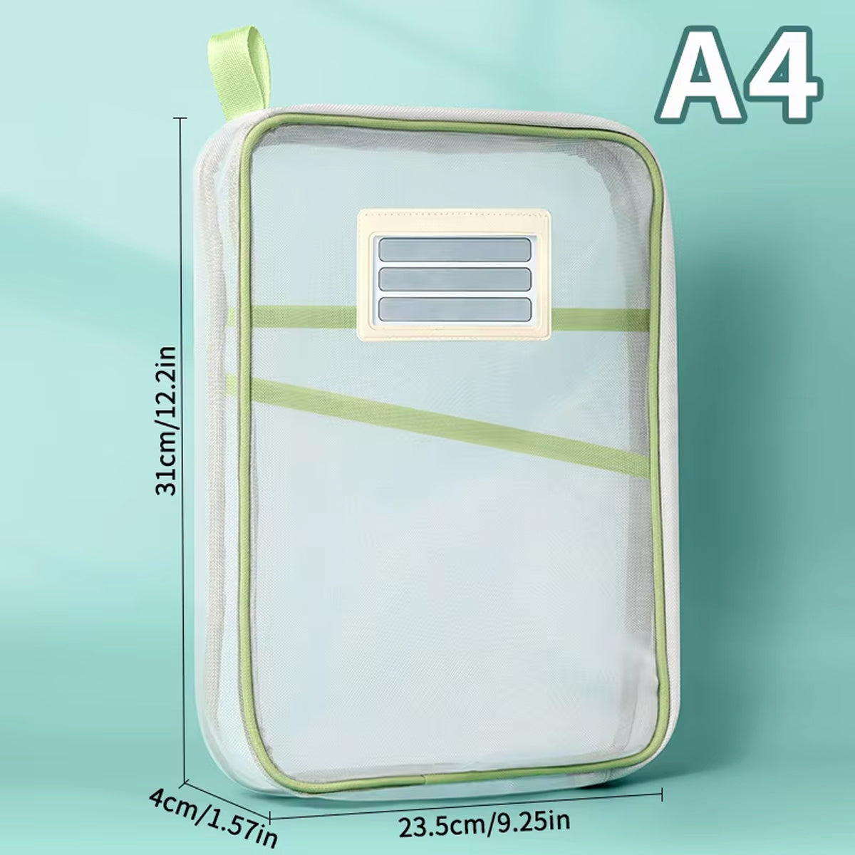 4 Pcs A4 Clear Zipper File Storage Bags Large Capacity