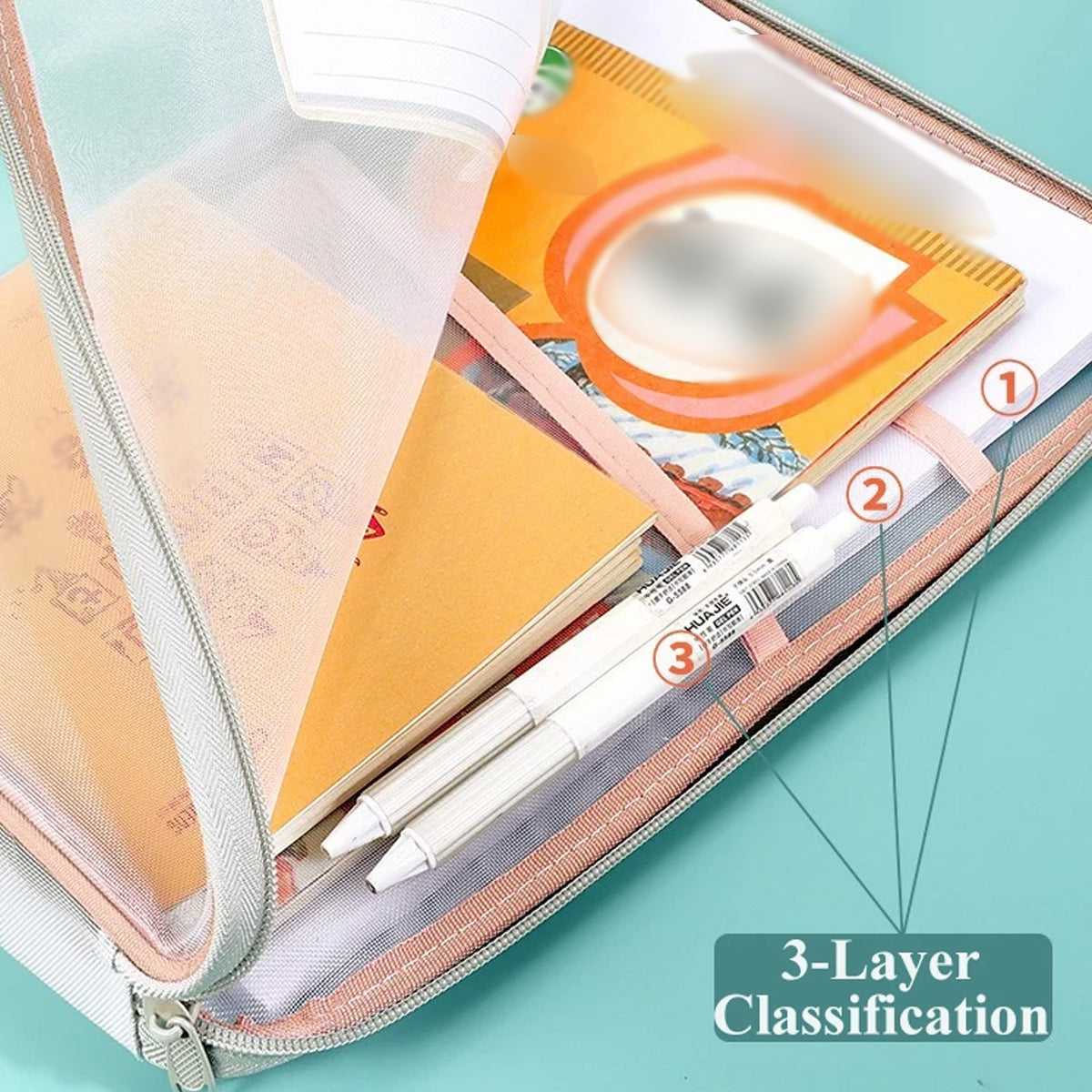 4 Pcs A4 Clear Zipper File Storage Bags Large Capacity