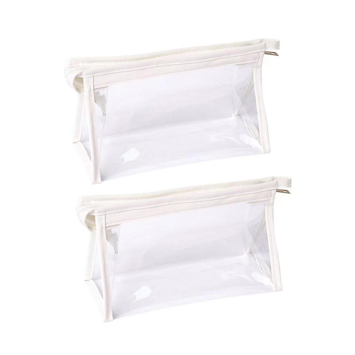 2 Pcs Transparent PVC Pencil Case with Colourful Zipper