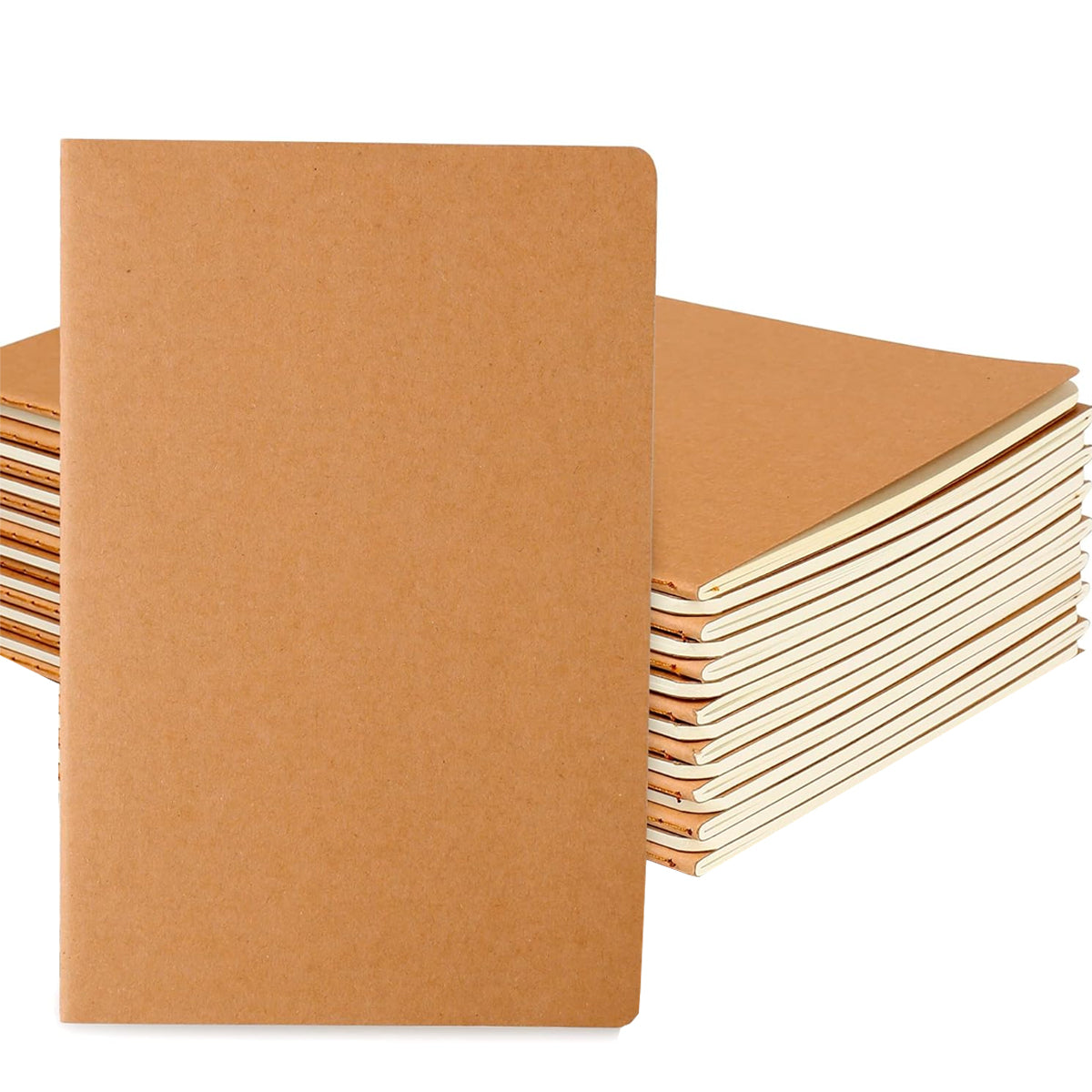 12 Pcs Kraft Paper Notebooks Blank Grid and Lined Brown Covers