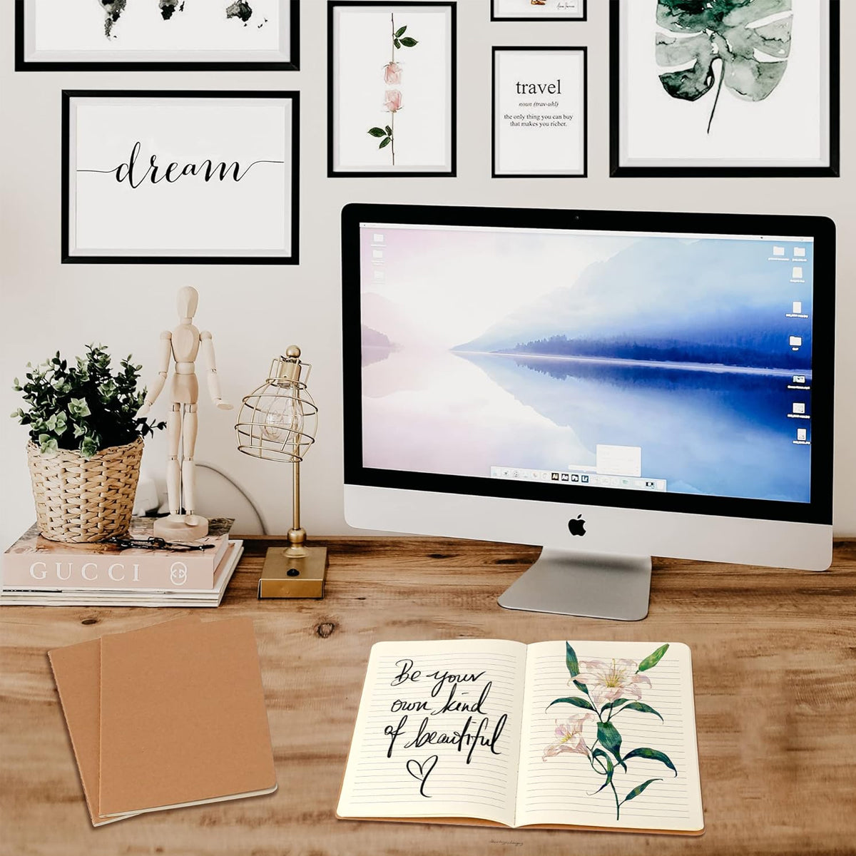 12 Pcs Kraft Paper Notebooks Blank Grid and Lined Brown Covers