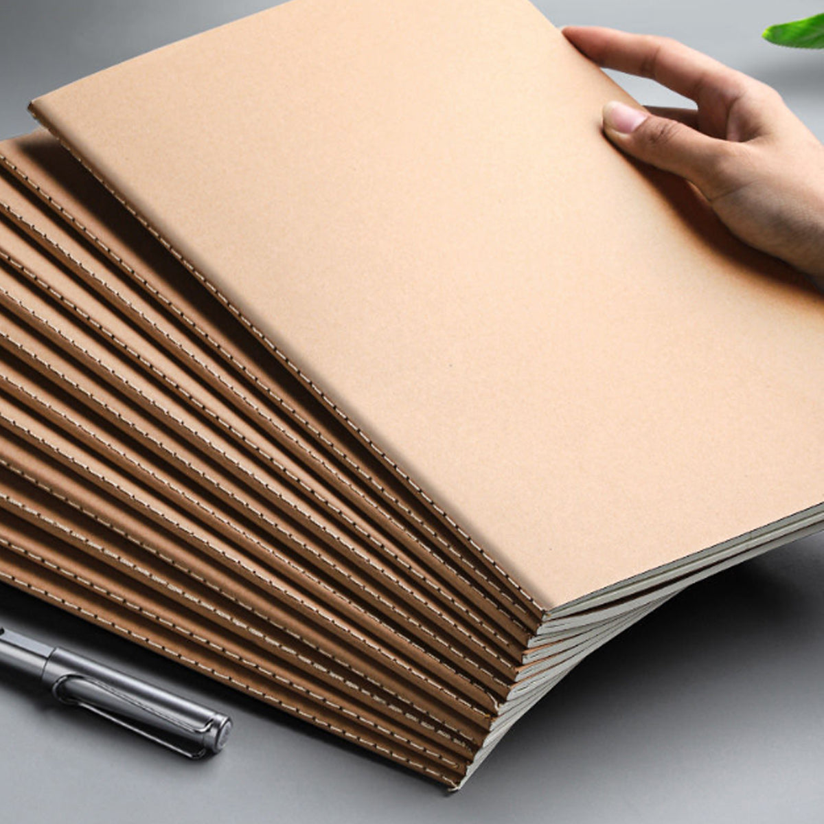 12 Pcs Kraft Paper Notebooks Blank Grid and Lined Brown Covers