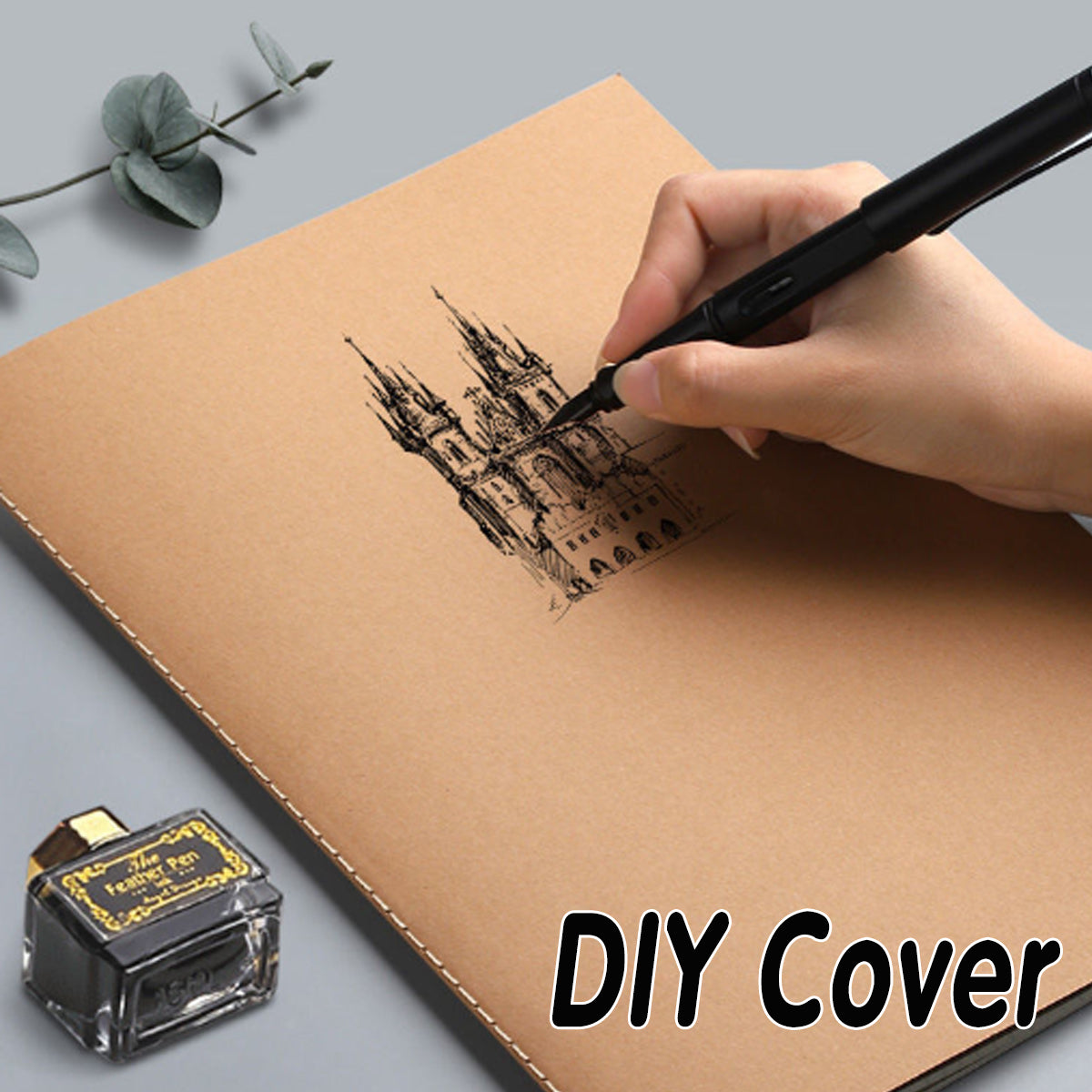 12 Pcs Kraft Paper Notebooks Blank Grid and Lined Brown Covers