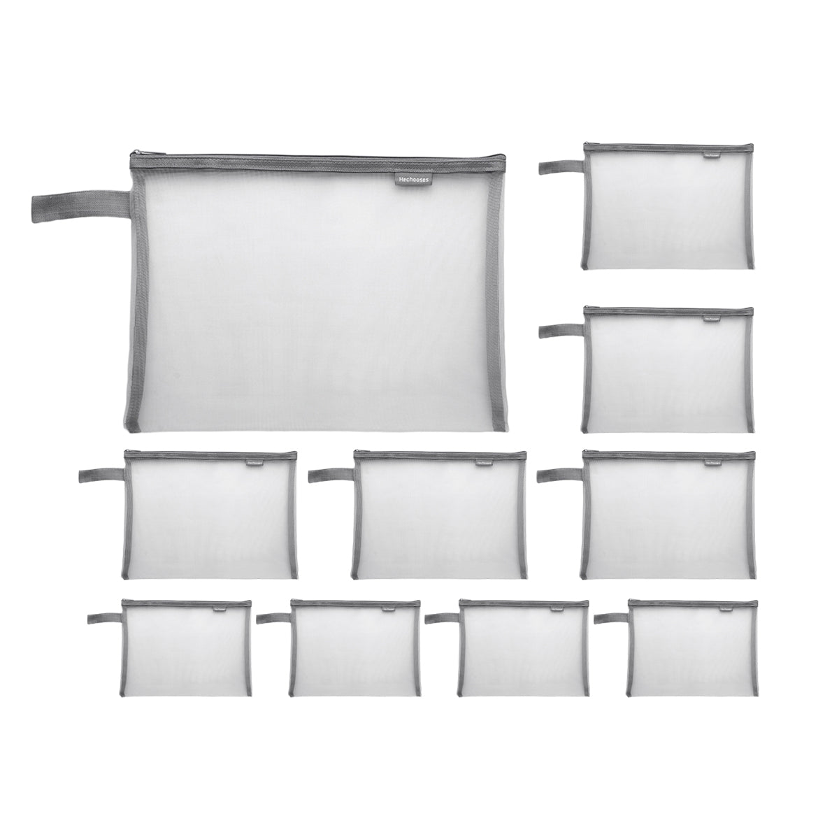 10 Pcs Mesh Zipper Document Bags Nylon Transparent 3 Colours