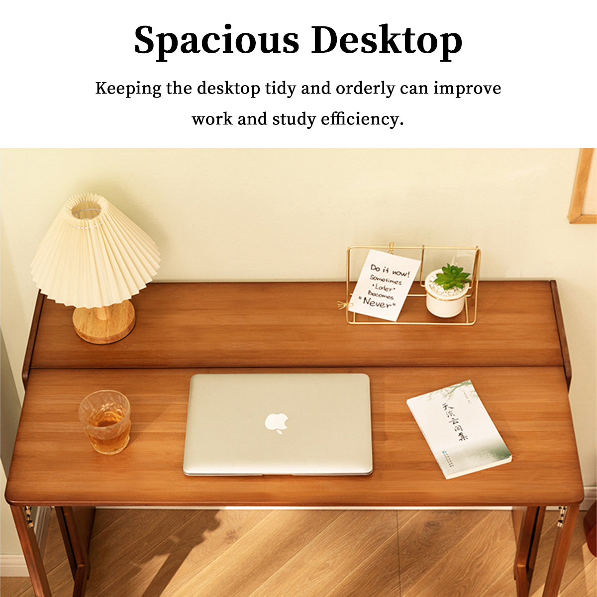 Bamboo Folding Student Desk with Storage Shelf
