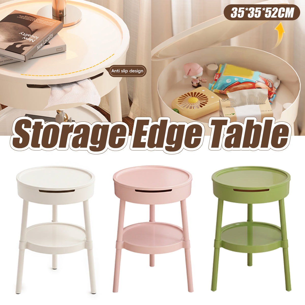 Minimalist Round Side Table with Tissue Box