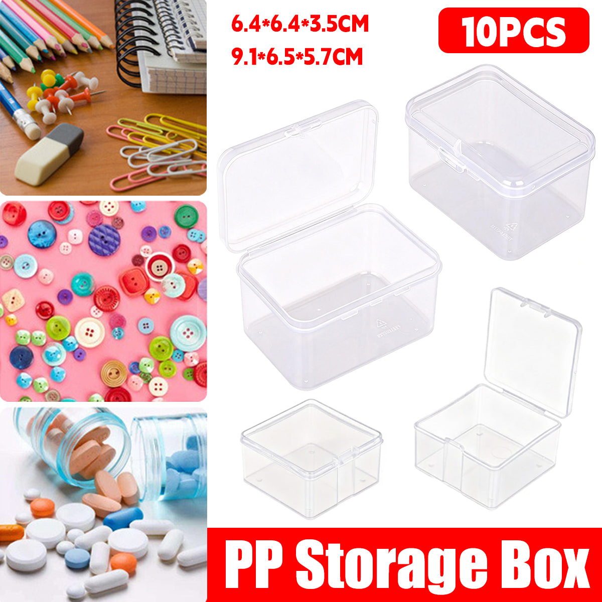10pcs Mini Clear Plastic Boxes with Snap Lids