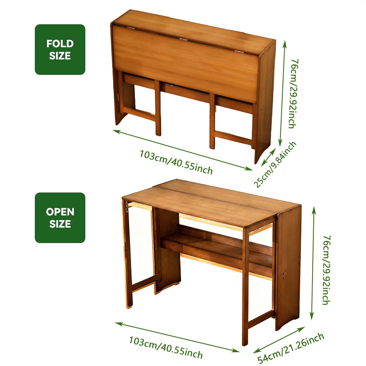 Bamboo Folding Student Desk with Storage Shelf