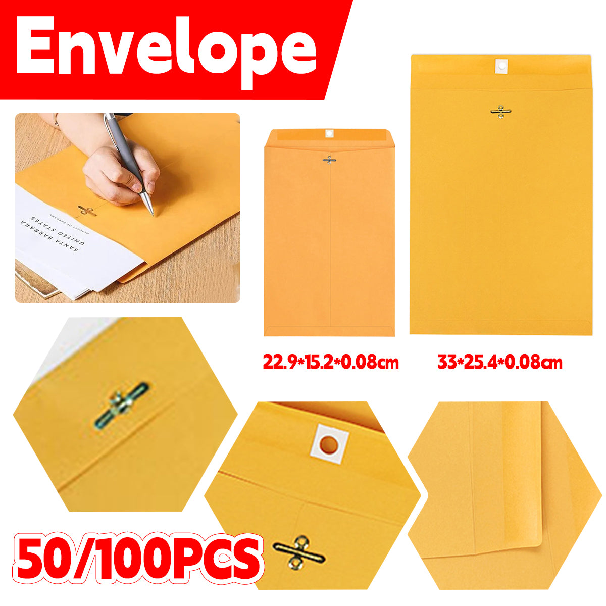 Yellow Kraft Paper Envelope Bag for Documents