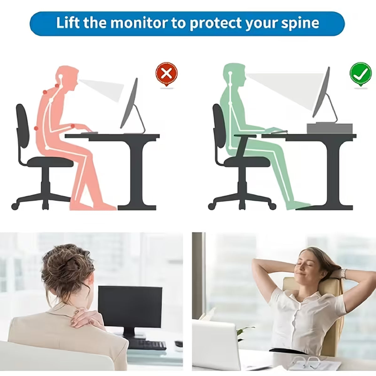 Monitor Stand Riser with Tempered Glass