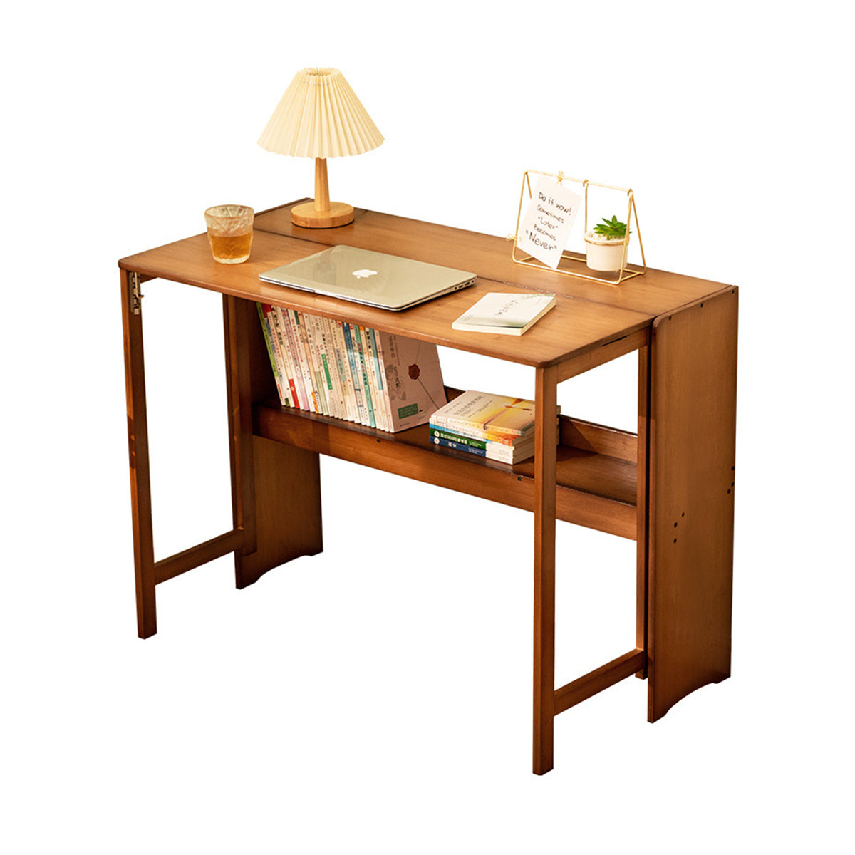 Bamboo Folding Student Desk with Storage Shelf
