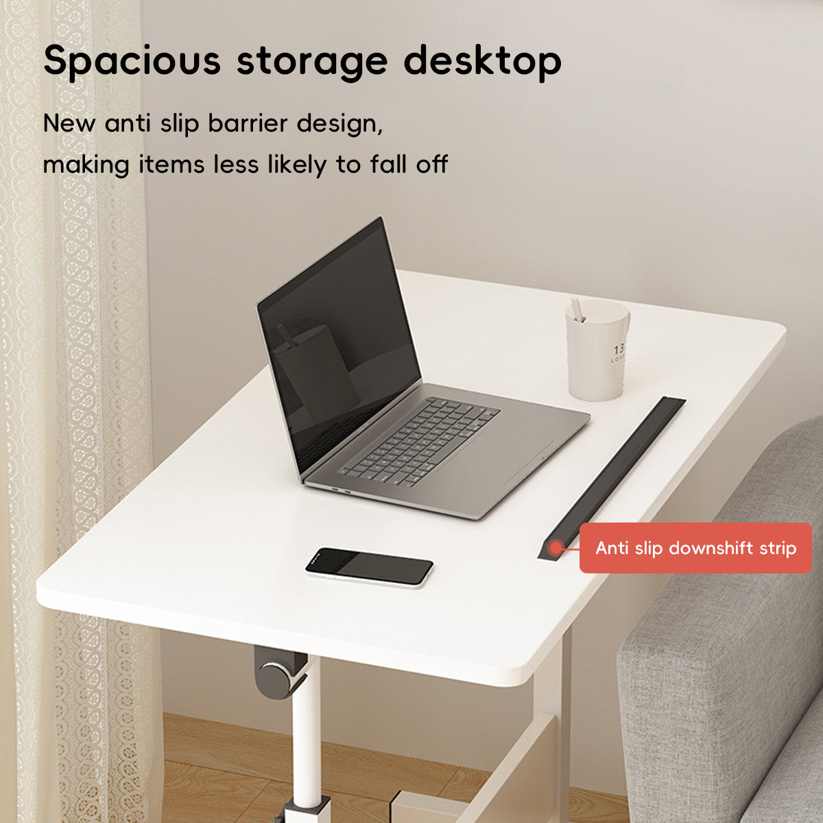 Moveable Foldable Table with Wheels Adjustable Height
