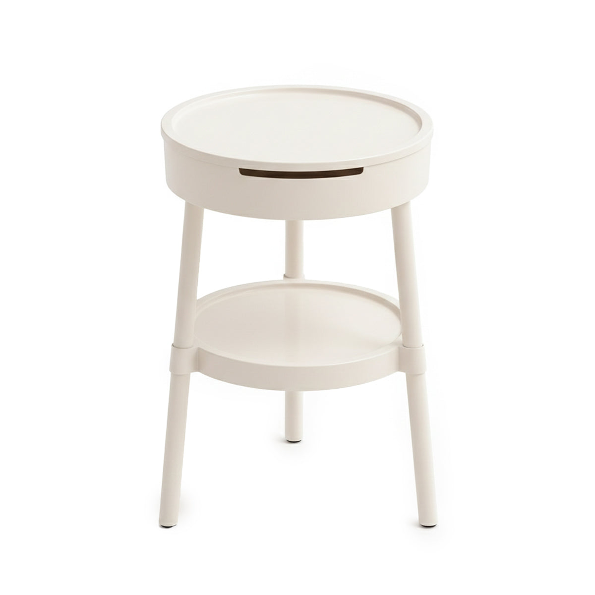 Minimalist Round Side Table with Tissue Box