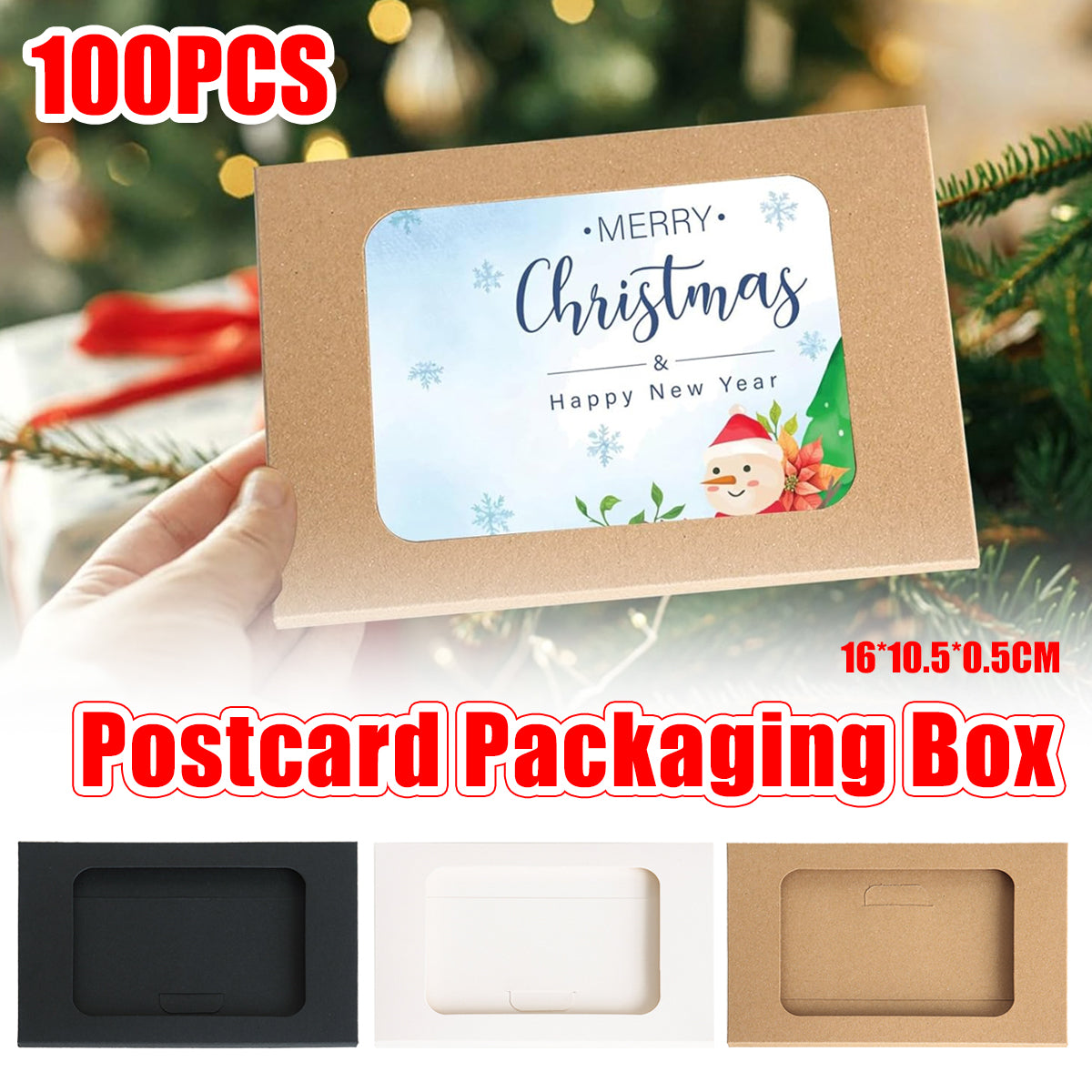 100pcs Windowed Cardboard Postcard Mailing Boxes