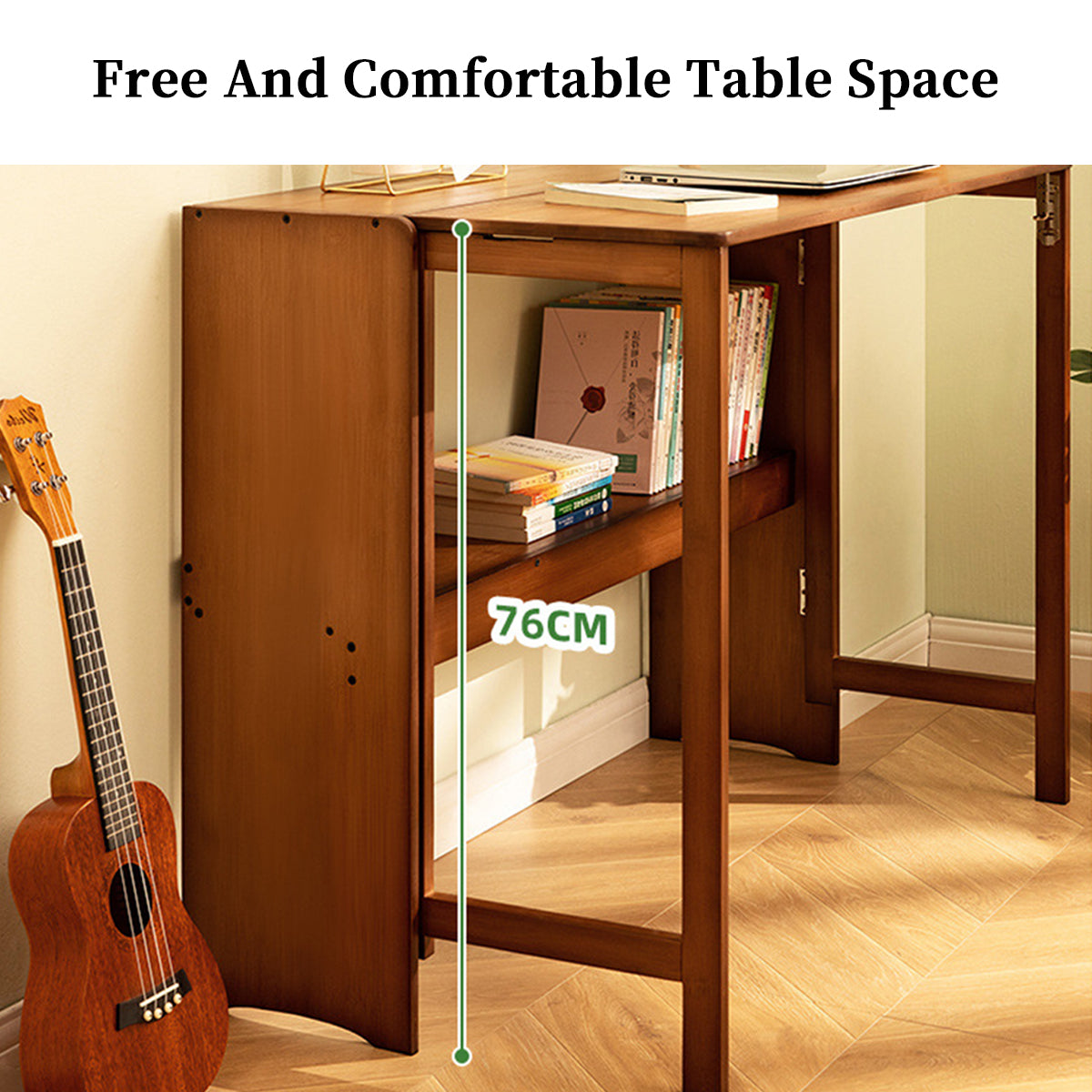 Bamboo Folding Student Desk with Storage Shelf