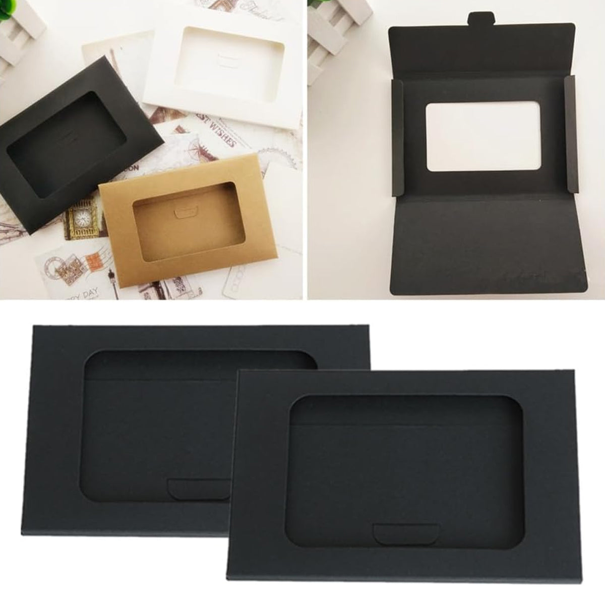 100pcs Windowed Cardboard Postcard Mailing Boxes