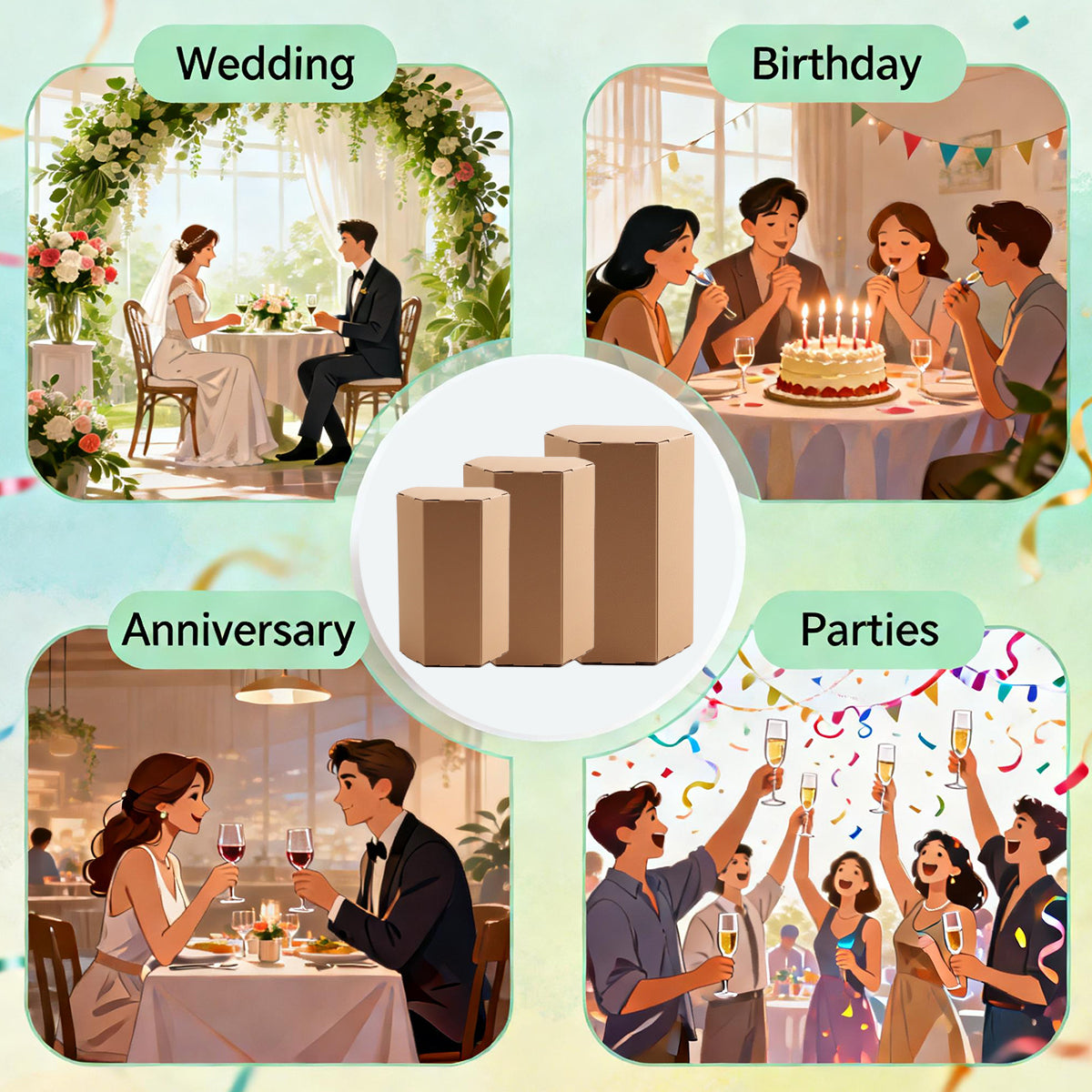 20pcs Kraft Paper Hexagon Gift Boxes for Parties