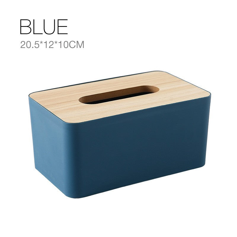 Tissue Box Holder Paper Storage Case with Wooden Cover
