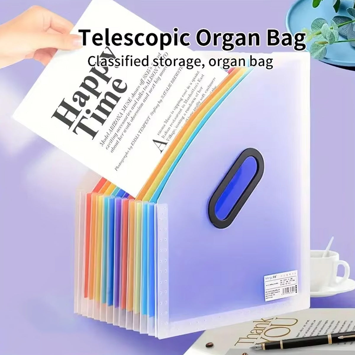 2 Pcs Stand-Up Accordion File Folder with 12 Pockets Waterproof