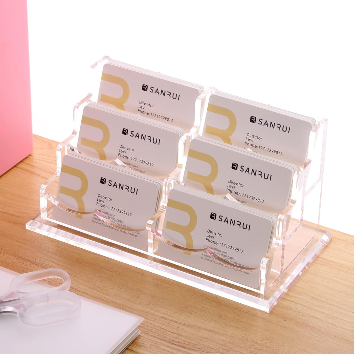 Acrylic Business Card Holder Desk Name Card Display Stand