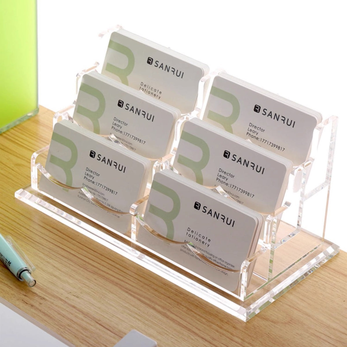 Acrylic Multi Layer Business Card Holder with Stable Thick Base