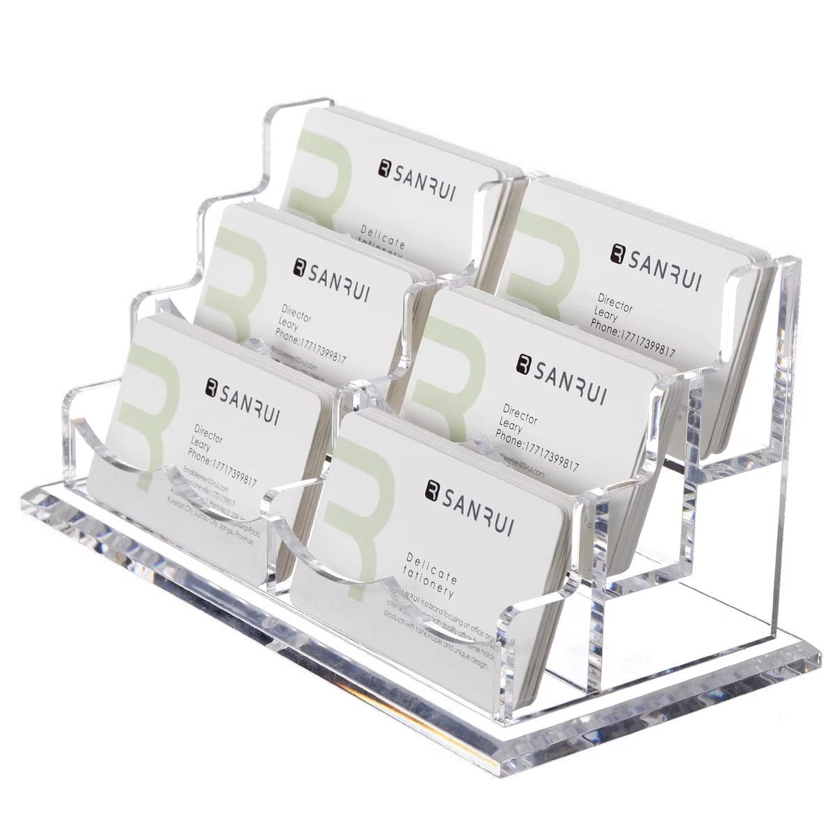 Acrylic Multi Layer Business Card Holder with Stable Thick Base