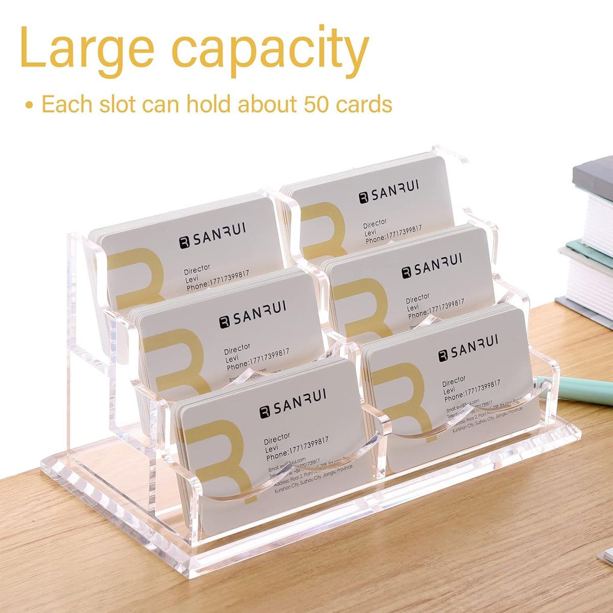Acrylic Multi Layer Business Card Holder with Stable Thick Base