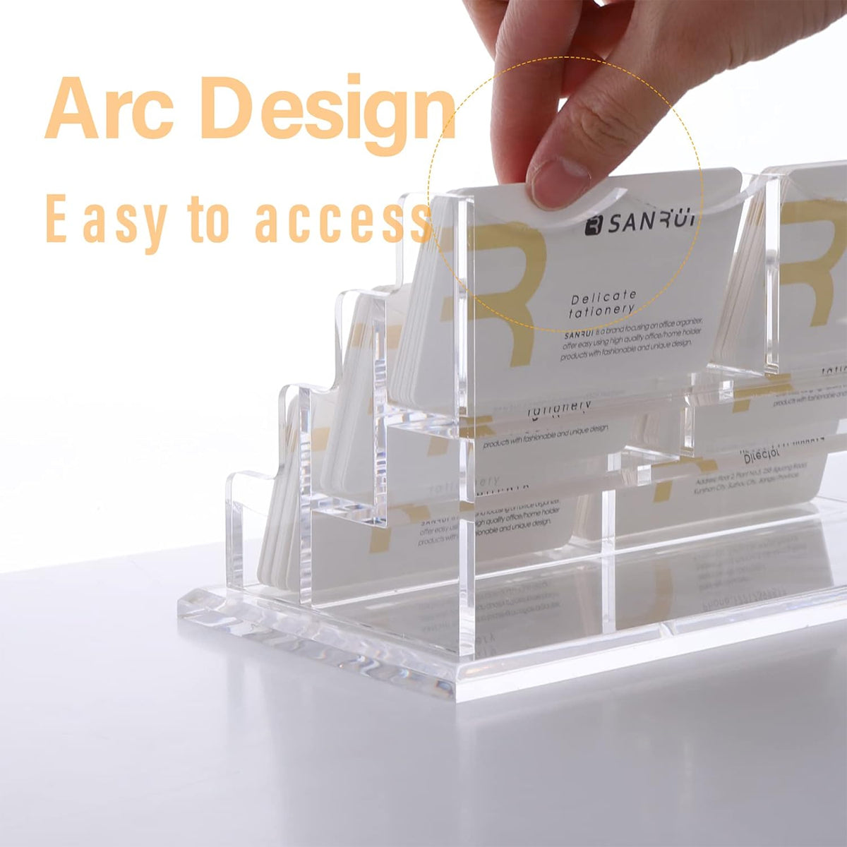 Acrylic Multi Layer Business Card Holder with Stable Thick Base