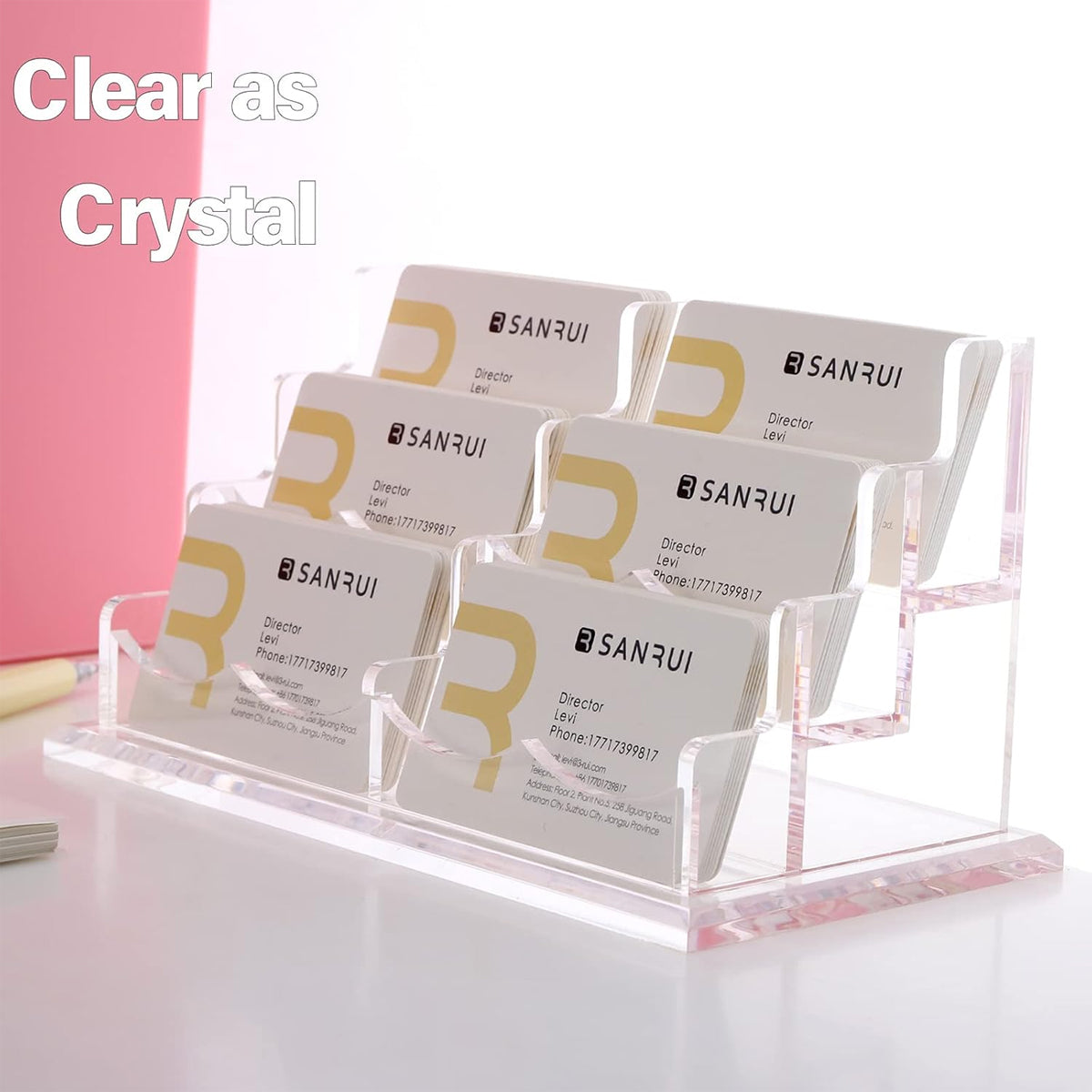 Acrylic Multi Layer Business Card Holder with Stable Thick Base