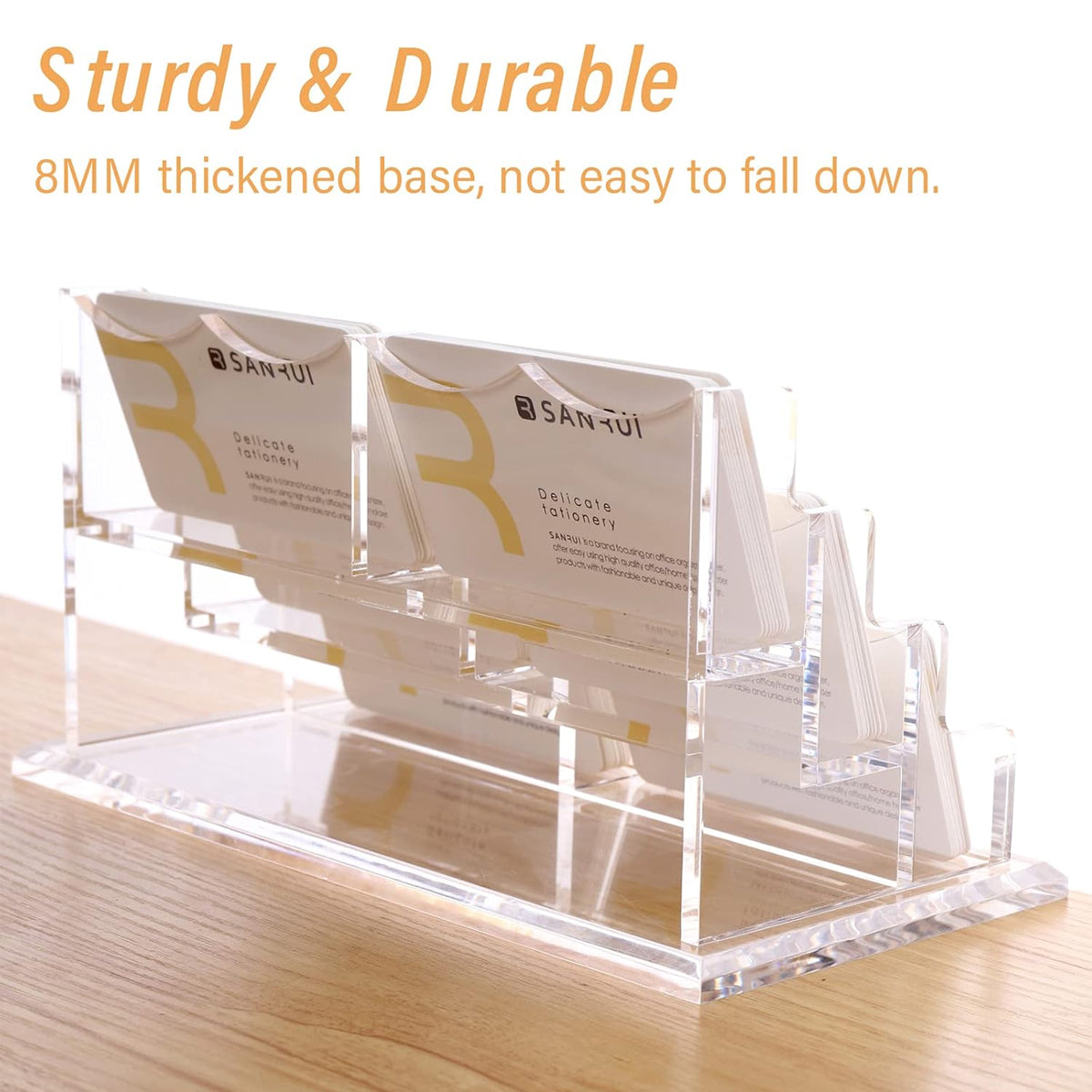 Acrylic Multi Layer Business Card Holder with Stable Thick Base