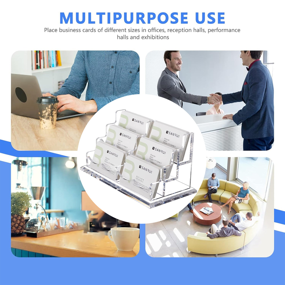 Acrylic Multi Layer Business Card Holder with Stable Thick Base