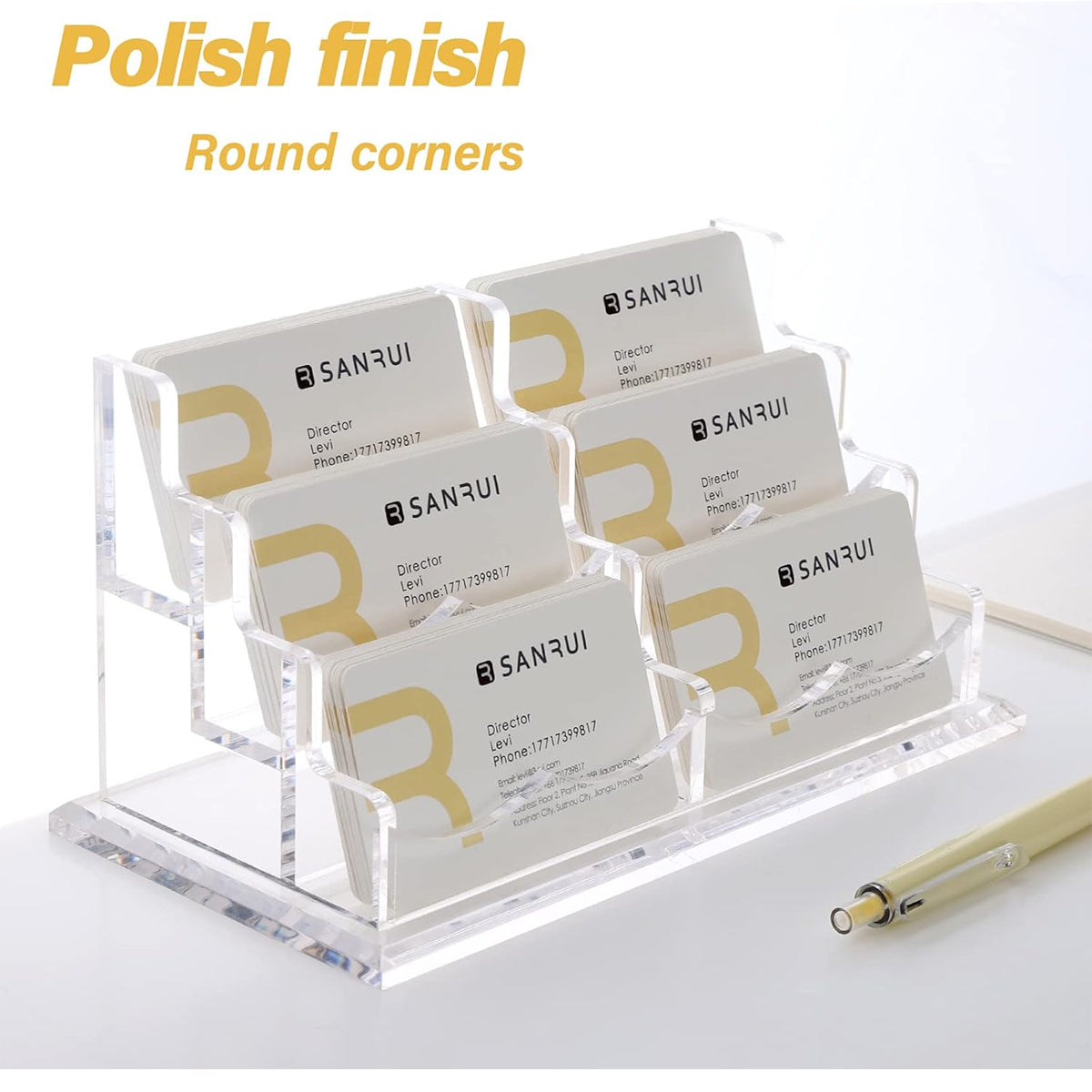Acrylic Multi Layer Business Card Holder with Stable Thick Base