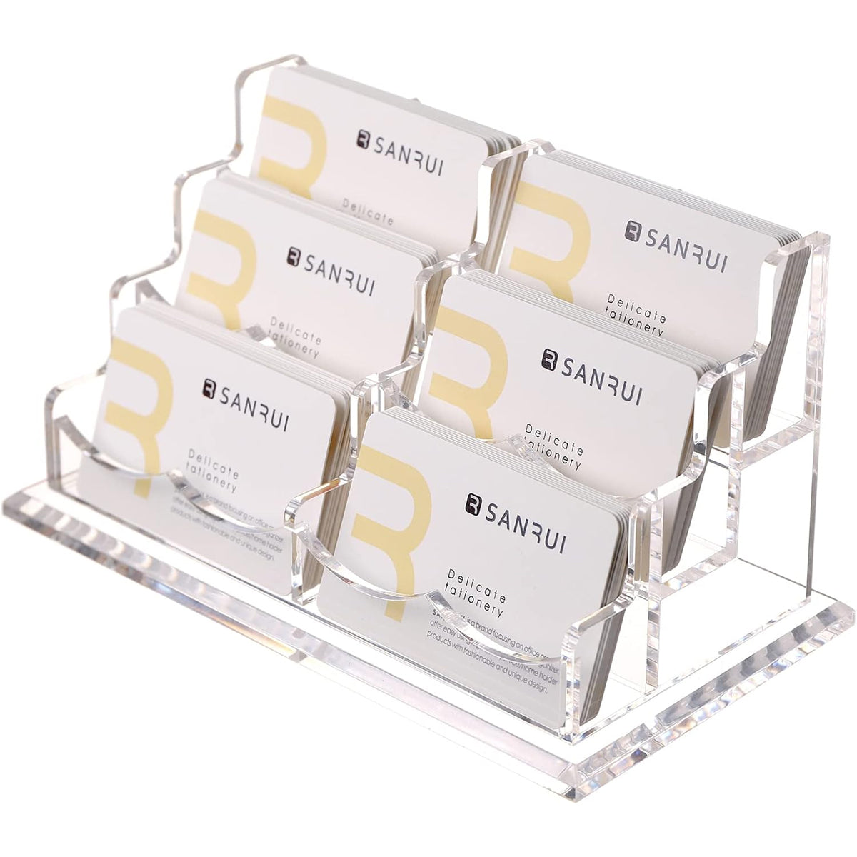 Acrylic Multi Layer Business Card Holder with Stable Thick Base