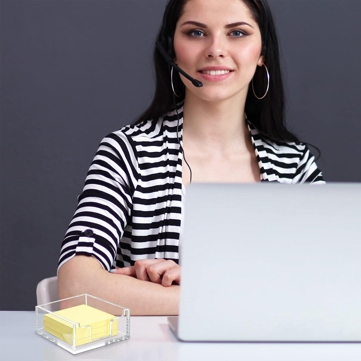 Clear Acrylic 4 Inch Sticky Note Holder Organizer for Desk