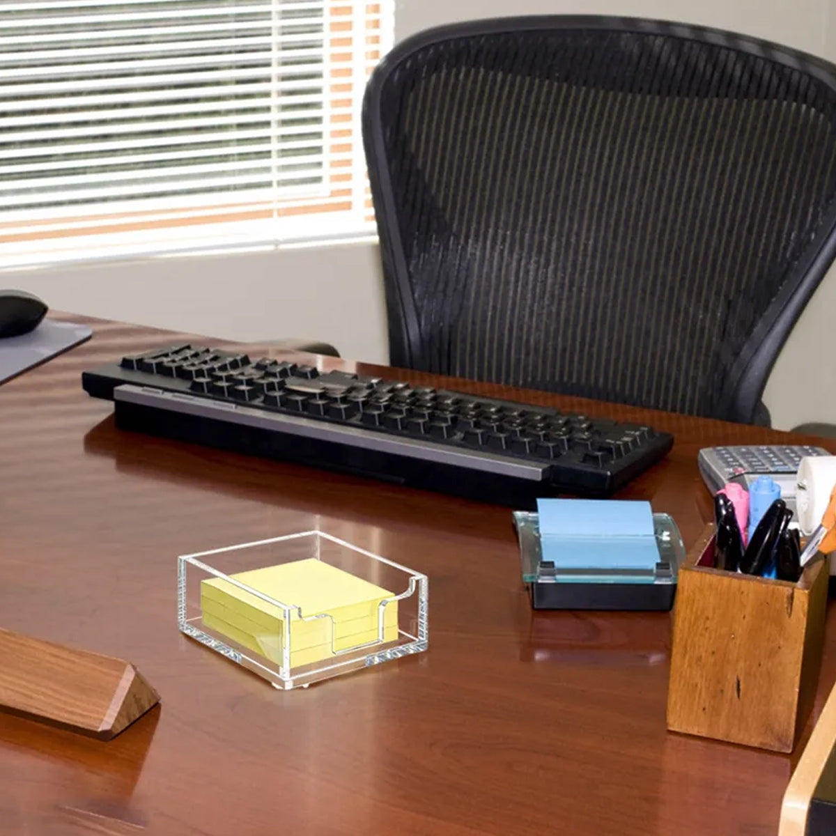 Clear Acrylic 4 Inch Sticky Note Holder Organizer for Desk