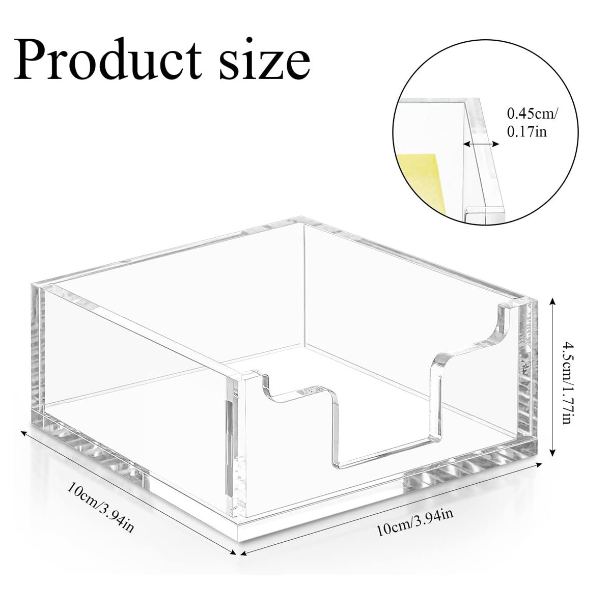 Clear Acrylic 4 Inch Sticky Note Holder Organizer for Desk