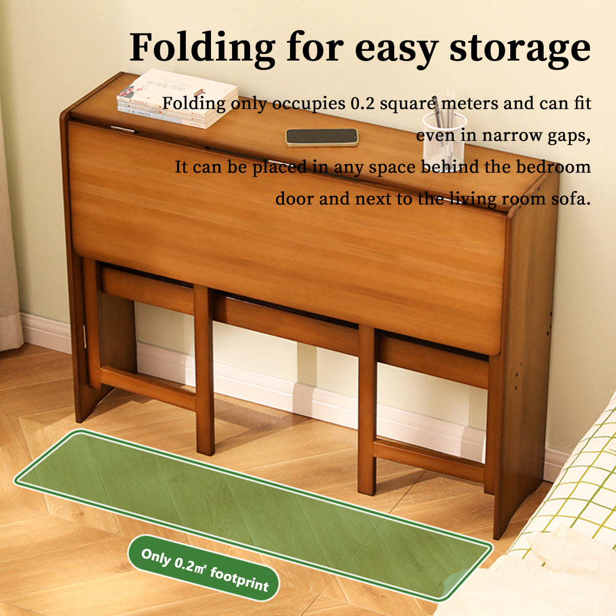 Bamboo Folding Student Desk with Storage Shelf